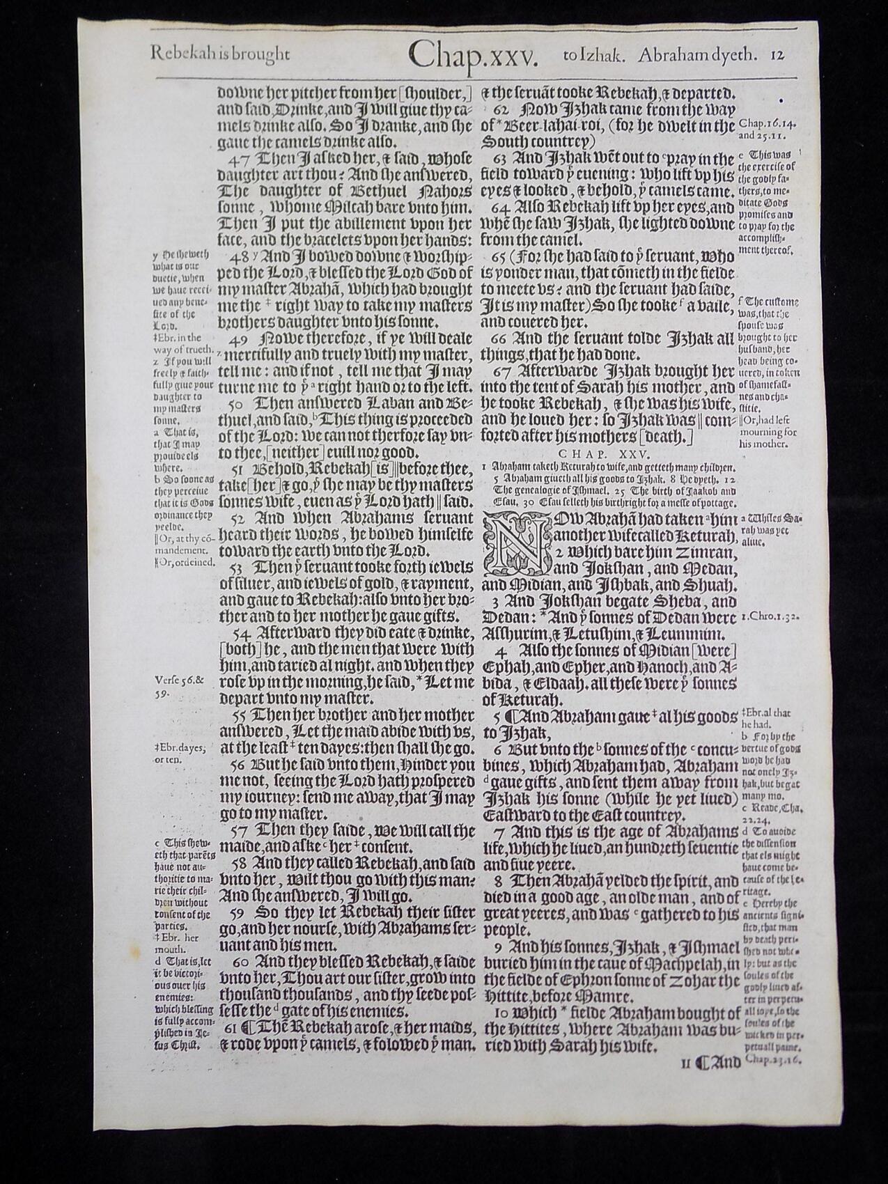 1583 Noblest Geneva Bible Folio- Book of Genesis Leaves - Image 10