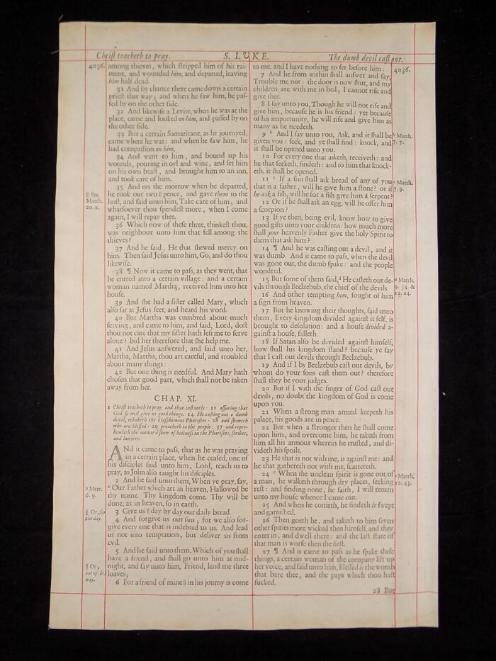 1680 OXFORD FIRST FOLIO KING JAMES BIBLE GOSPEL OF LUKE LEAVES - Image 5
