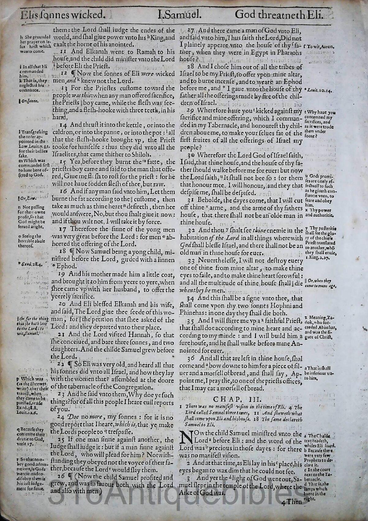 1612 GENEVA BIBLE FIRST SAMUEL LEAVES