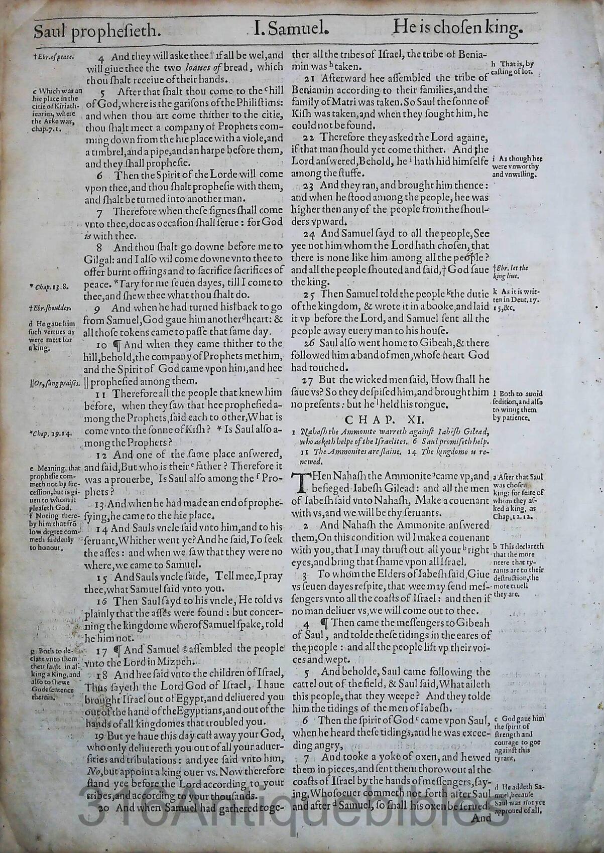 1612 Geneva Bible Folio- Book of First Samuel Leaves - Image 8