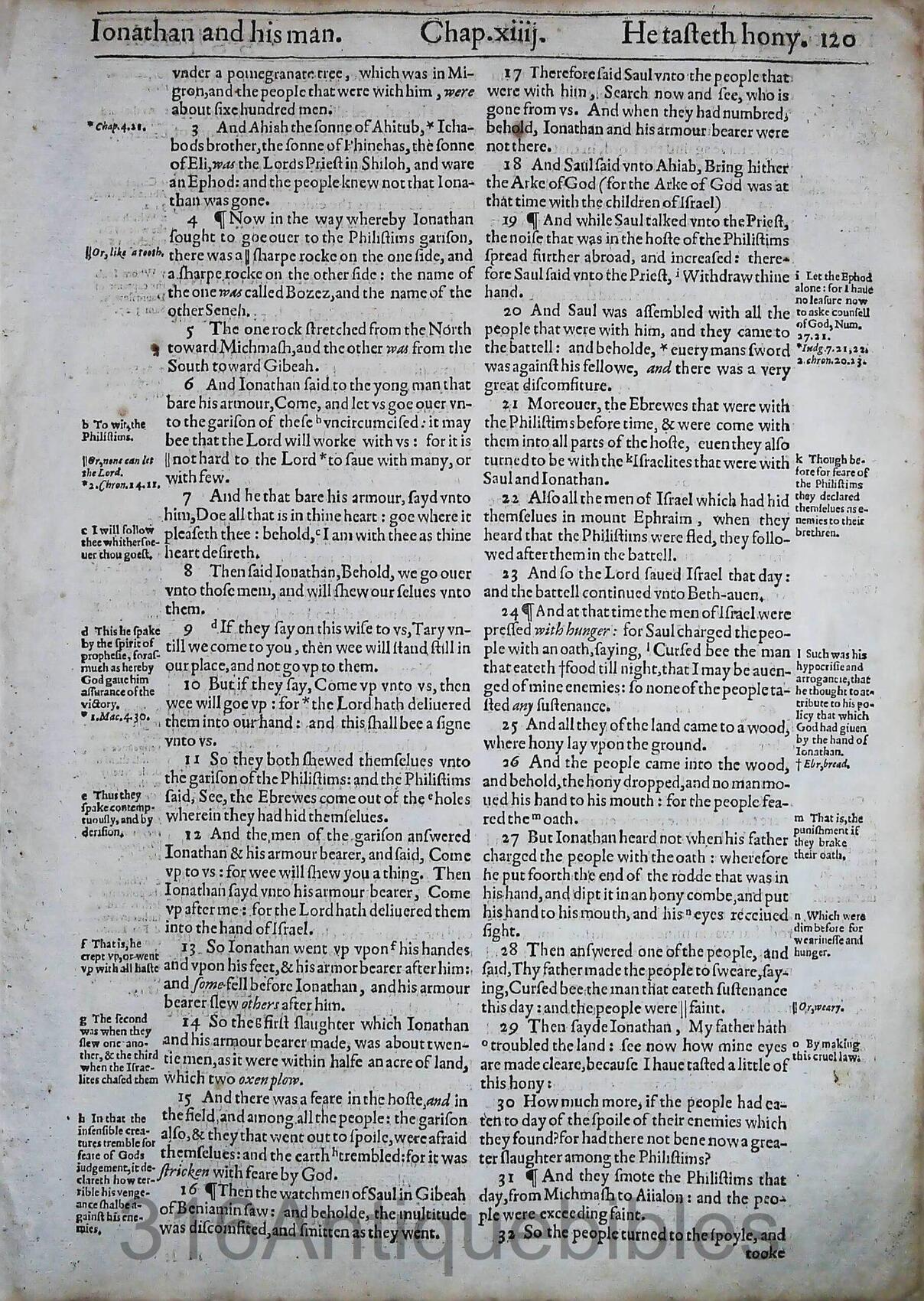 1612 Geneva Bible Folio- Book of First Samuel Leaves - Image 11