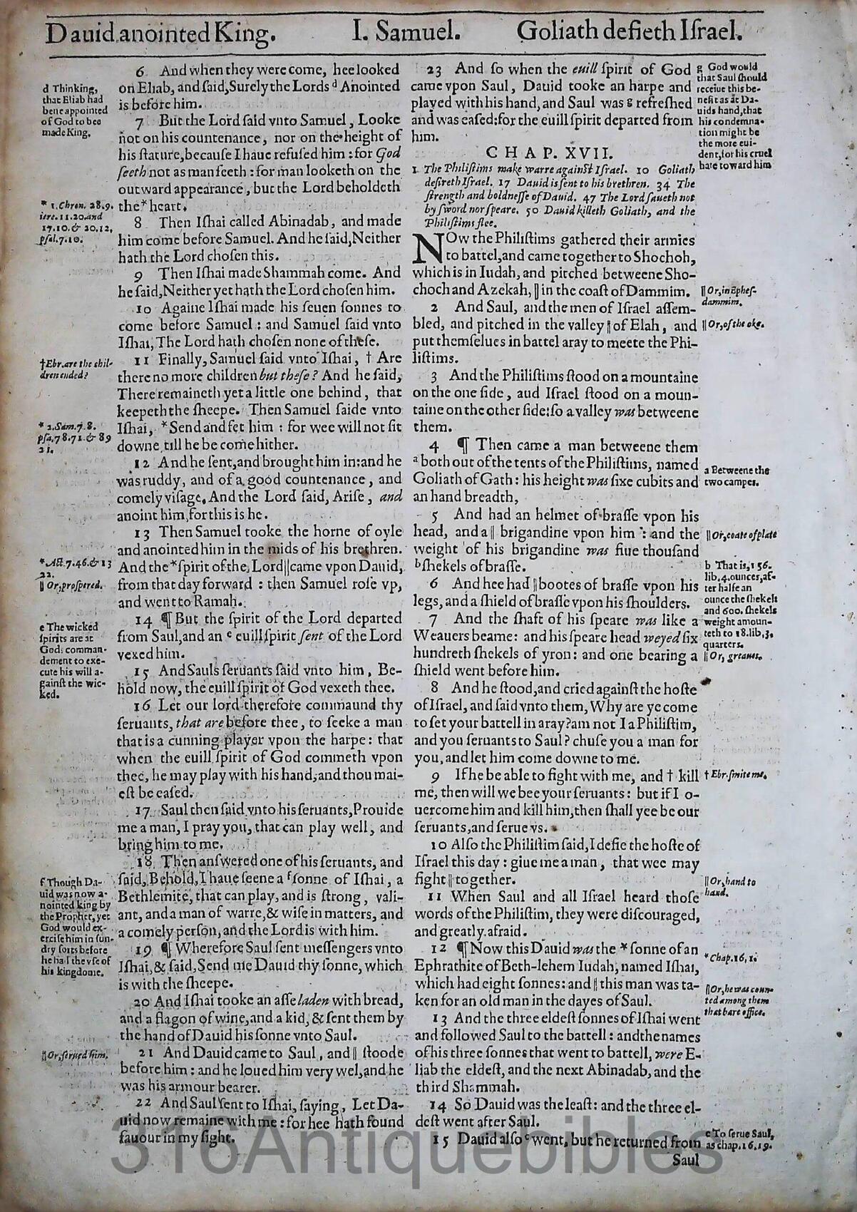 1612 Geneva Bible Folio- Book of First Samuel Leaves - Image 14