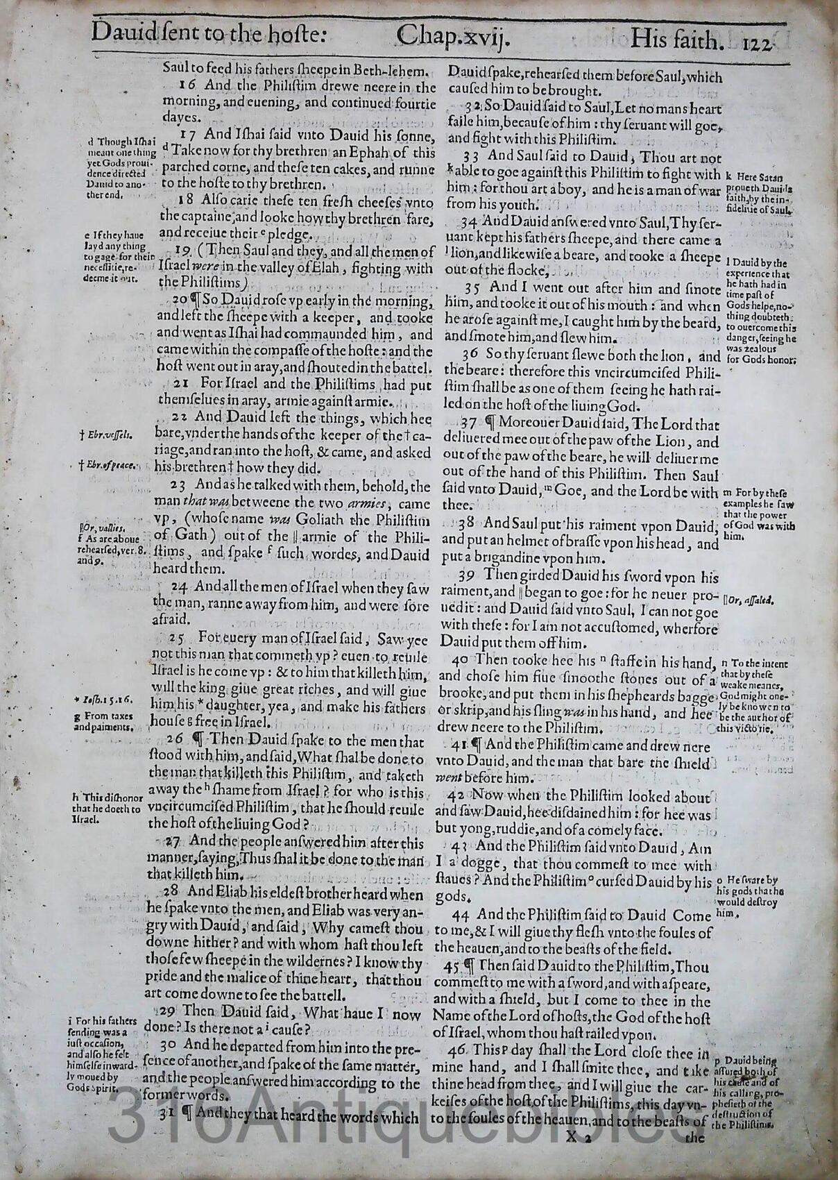 1612 Geneva Bible Folio- Book of First Samuel Leaves - Image 15