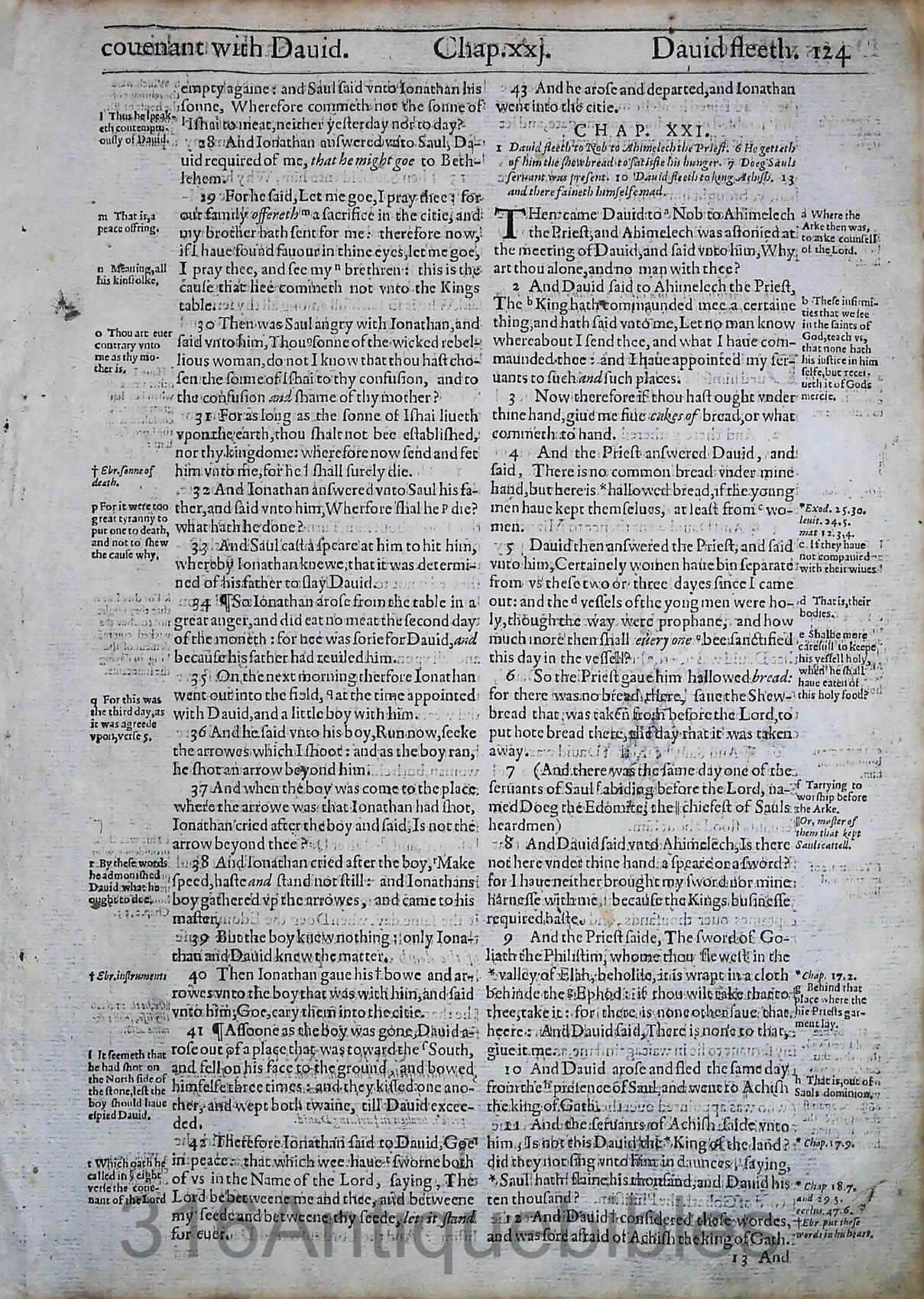 1612 Geneva Bible Folio- Book of First Samuel Leaves - Image 17