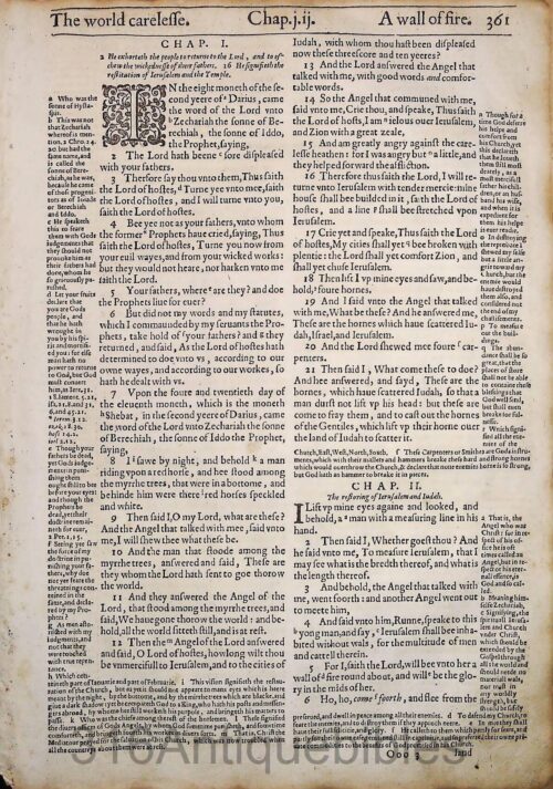 1612 GENEVA BIBLE ZECHARIAH LEAVES