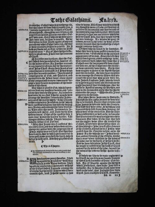 1541 GREAT BIBLE LEAVES BOOK OF GALATIANS