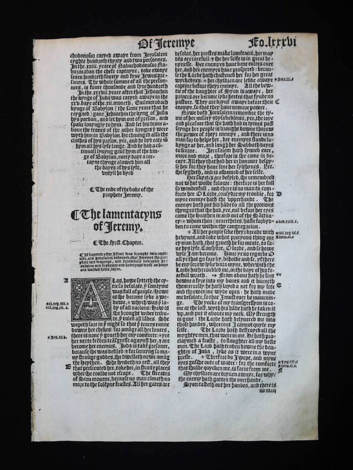 1541 GREAT BIBLE LAMENTATIONS LEAVES