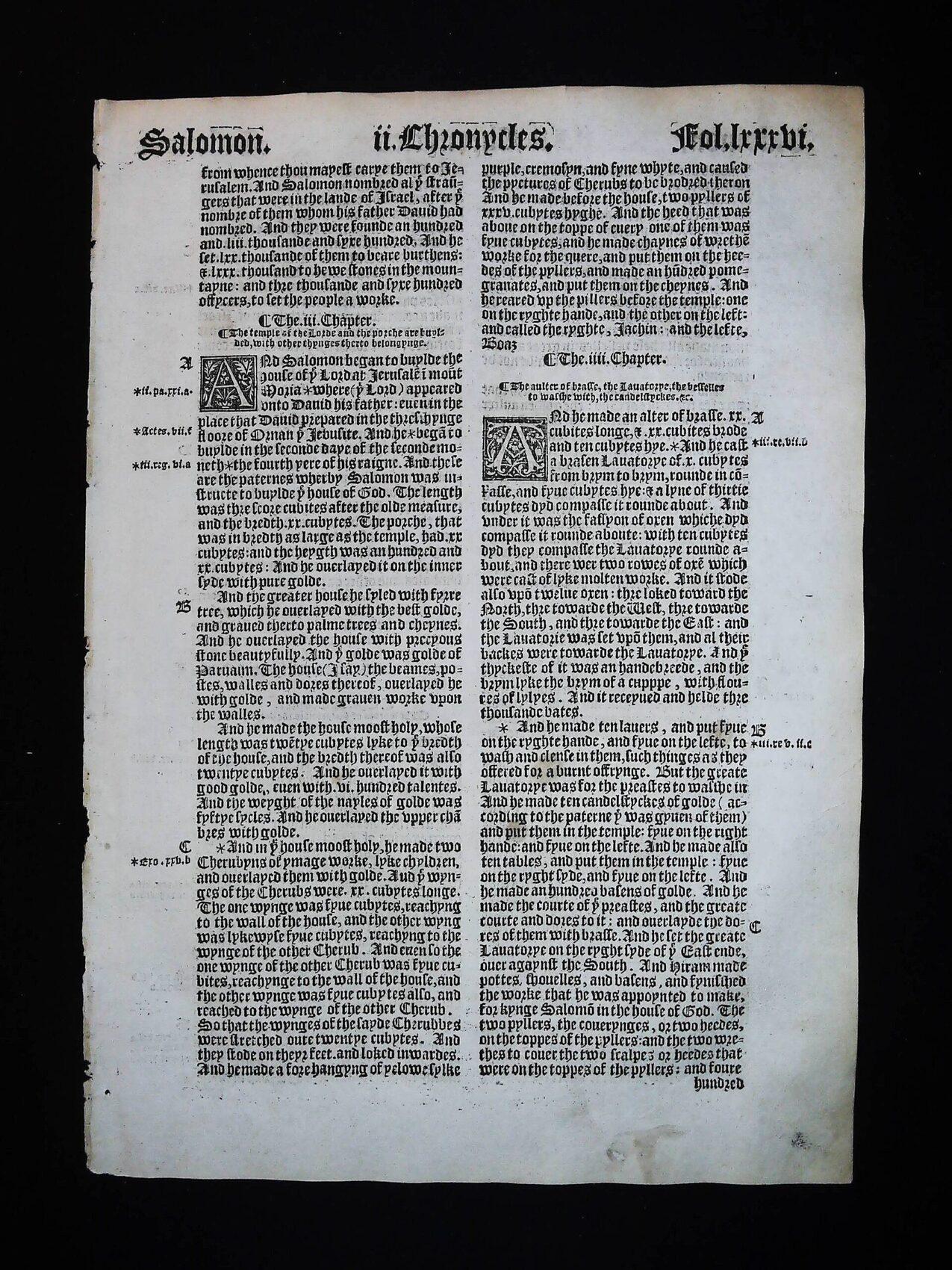 1541 GREAT BIBLE SECOND CHRONICLES LEAVES