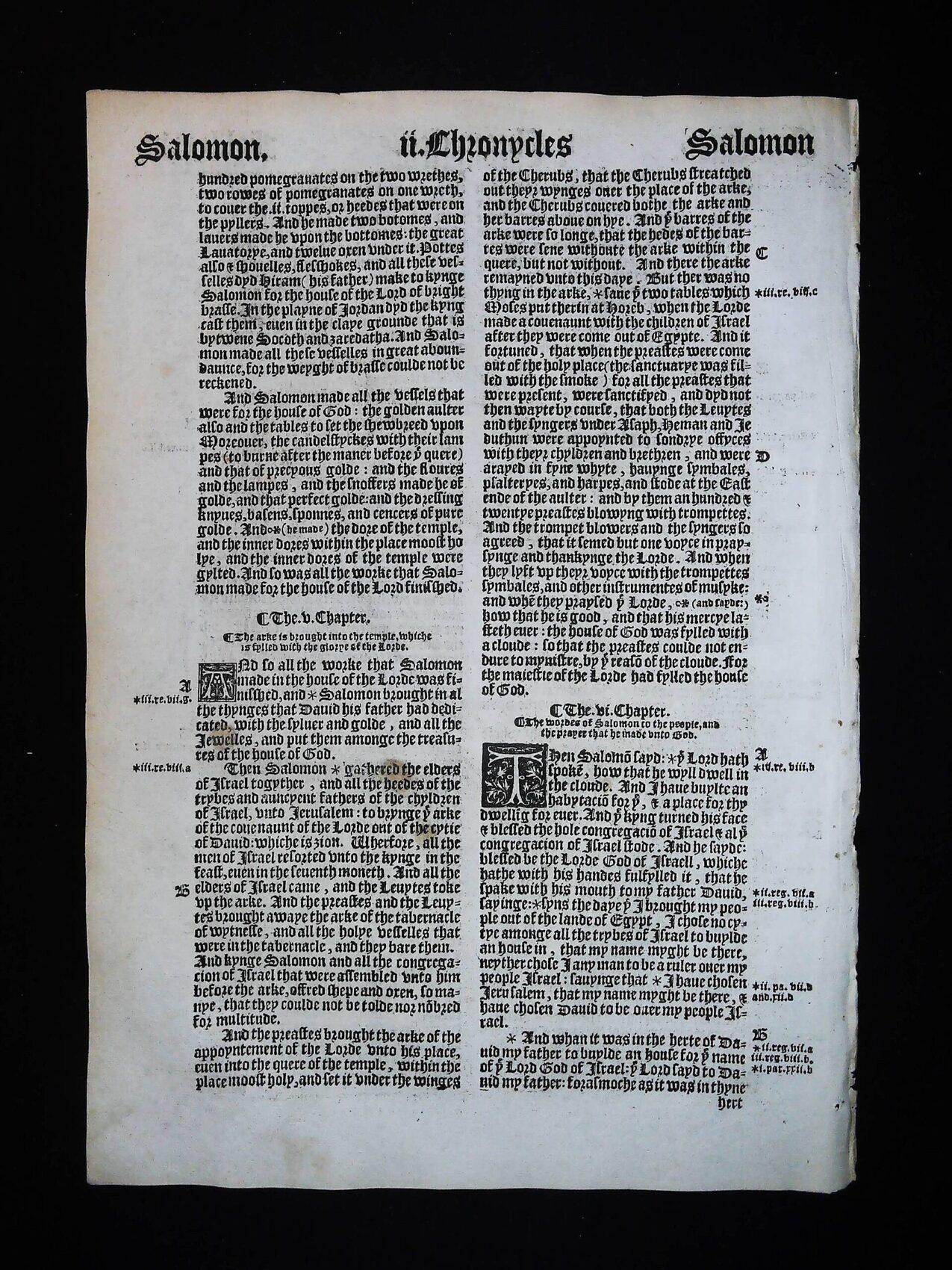 1541 Great Bible Book of Second Chronicles Leaves **YOU PICK** - Image 2