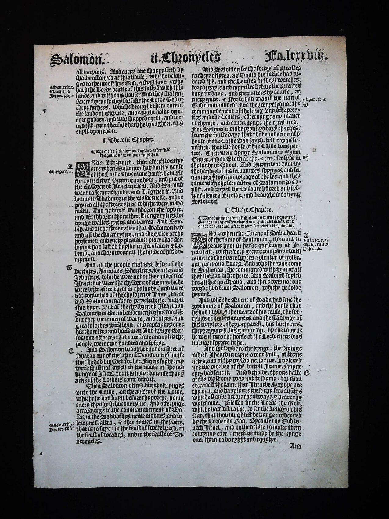 1541 Great Bible Book of Second Chronicles Leaves **YOU PICK** - Image 3