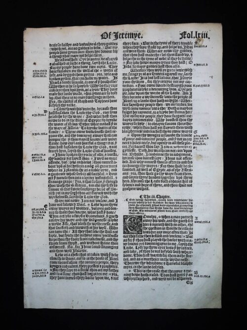 1541 GREAT BIBLE LEAVES BOOK OF JEREMIAH