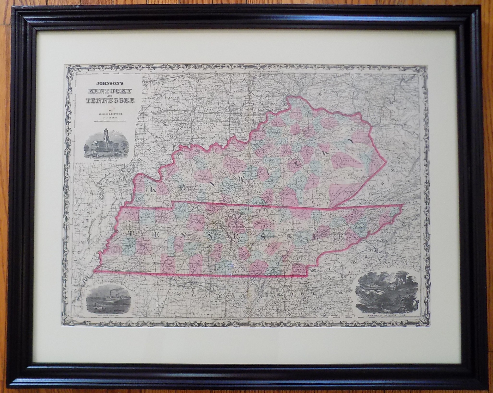 1863 Johnson map of Kentucky and Tennessee