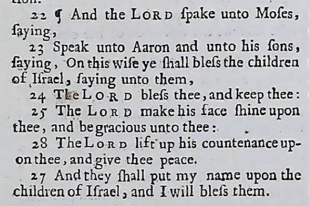 1675 FIRST OXFORD EDITION KING JAMES BIBLE FRAMED LEAF, BOOK of NUMBERS 5-7, The Lord Bless Thee & Keep Thee - Image 2