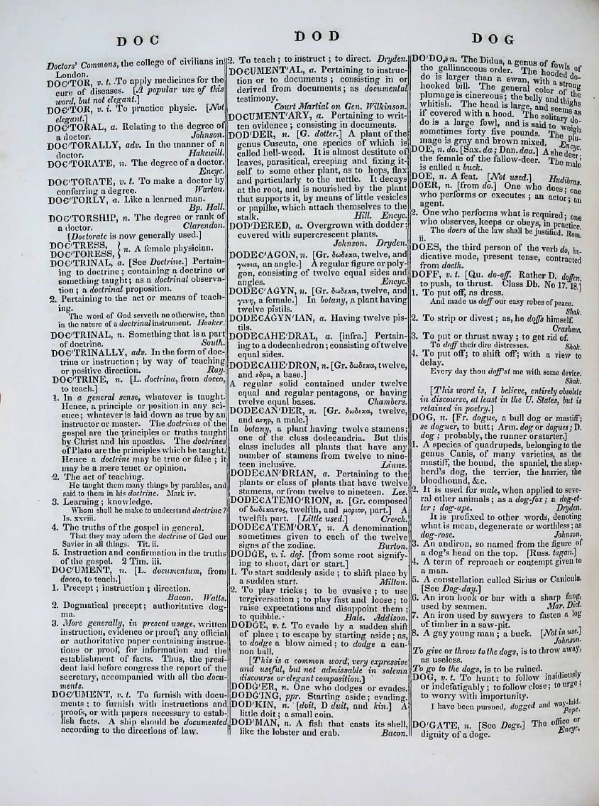 1828 NOAH WEBSTER FIRST AMERICAN DICTIONARY FRAMED LEAF with DOCTOR entry - Image 4